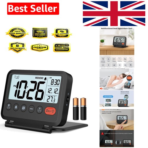 Black digital travel alarm - black,