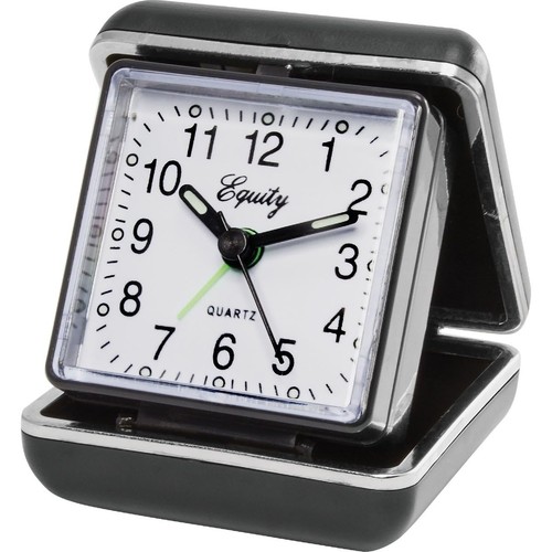 Black folding travel alarm - black,